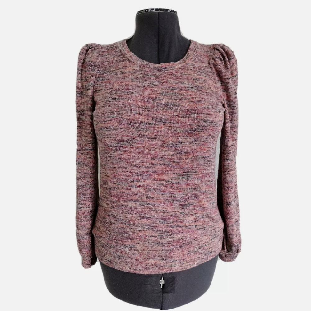 Adyson Parker Marled Puff Sleeve Sweater In Cayenne Powder Combo Sz S